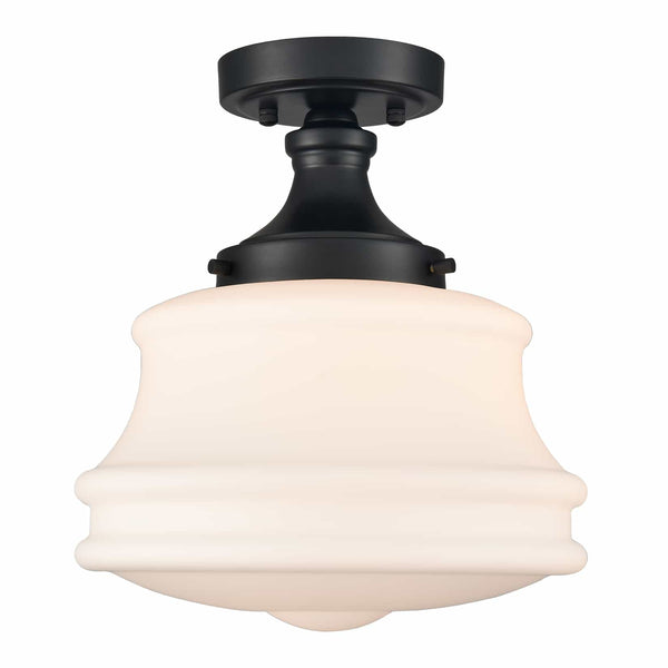Black Ceiling Light Milk Glass Schoolhouse Light Fixture